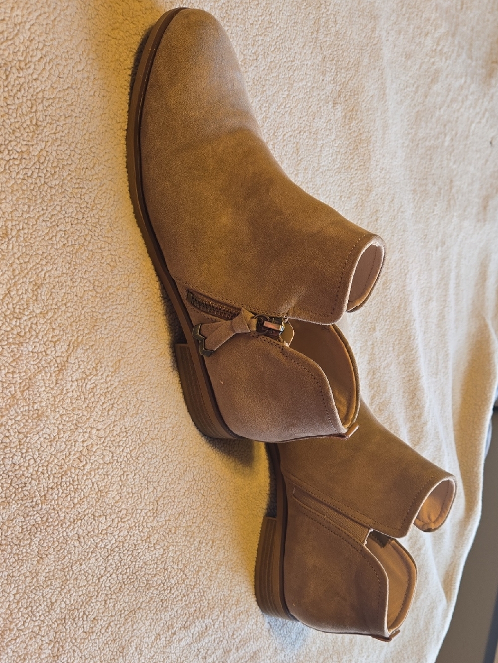 Dr. Scholl's Suede Ankle Booties in Taupe Brown